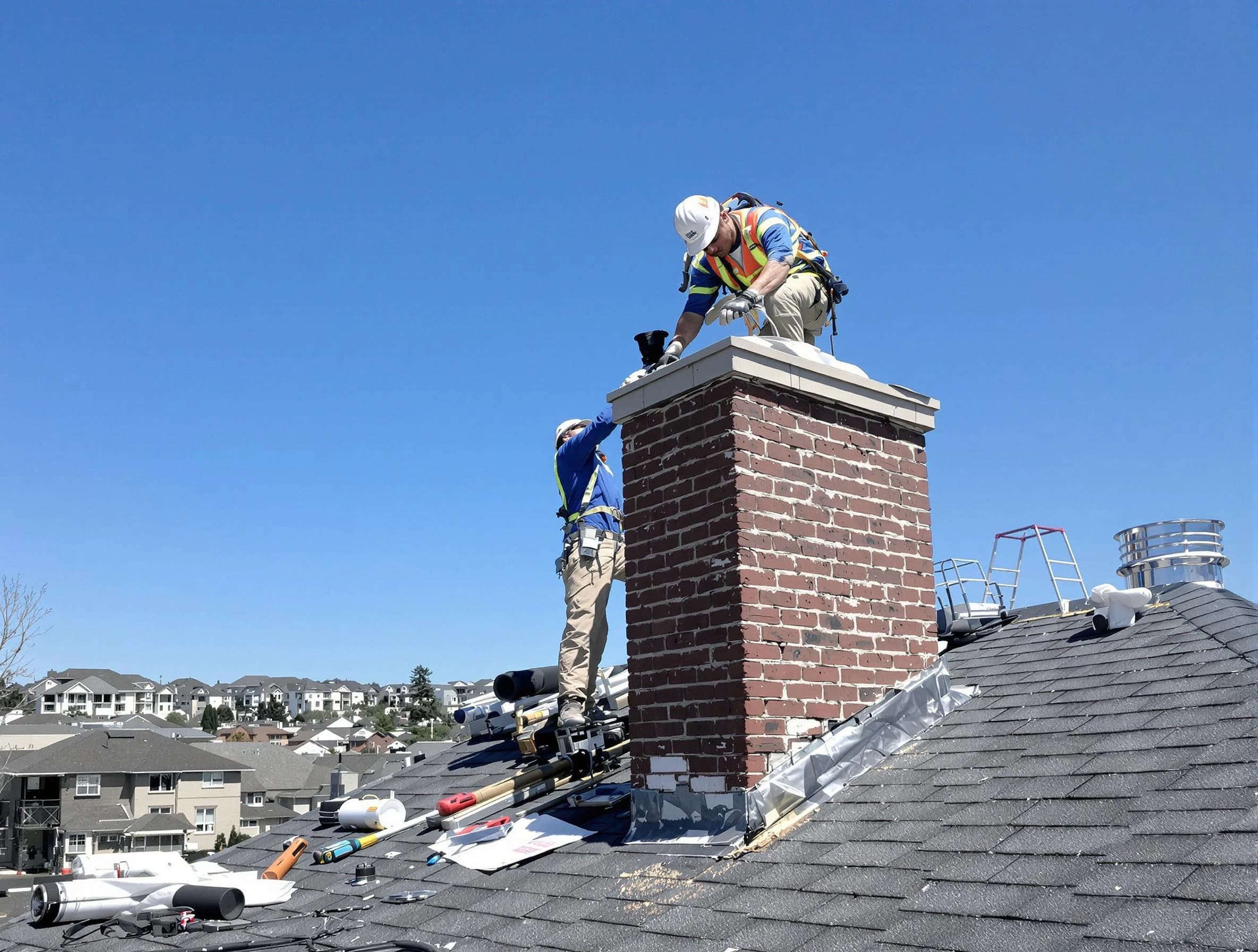 Lyndhurst Chimney Sweep repairing a chimney crown in Lyndhurst, NJ