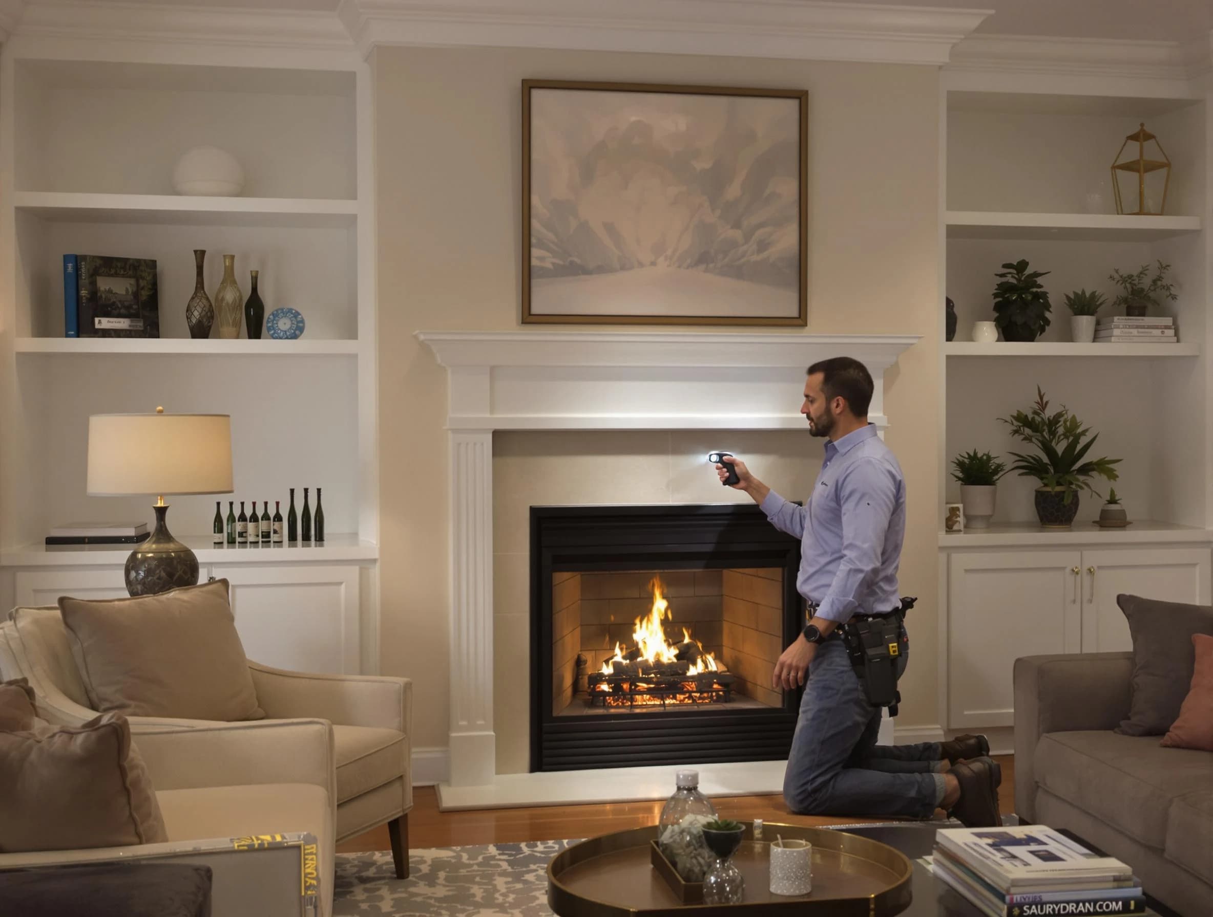 Lyndhurst Chimney Sweep conducting a fireplace safety inspection in Lyndhurst, NJ