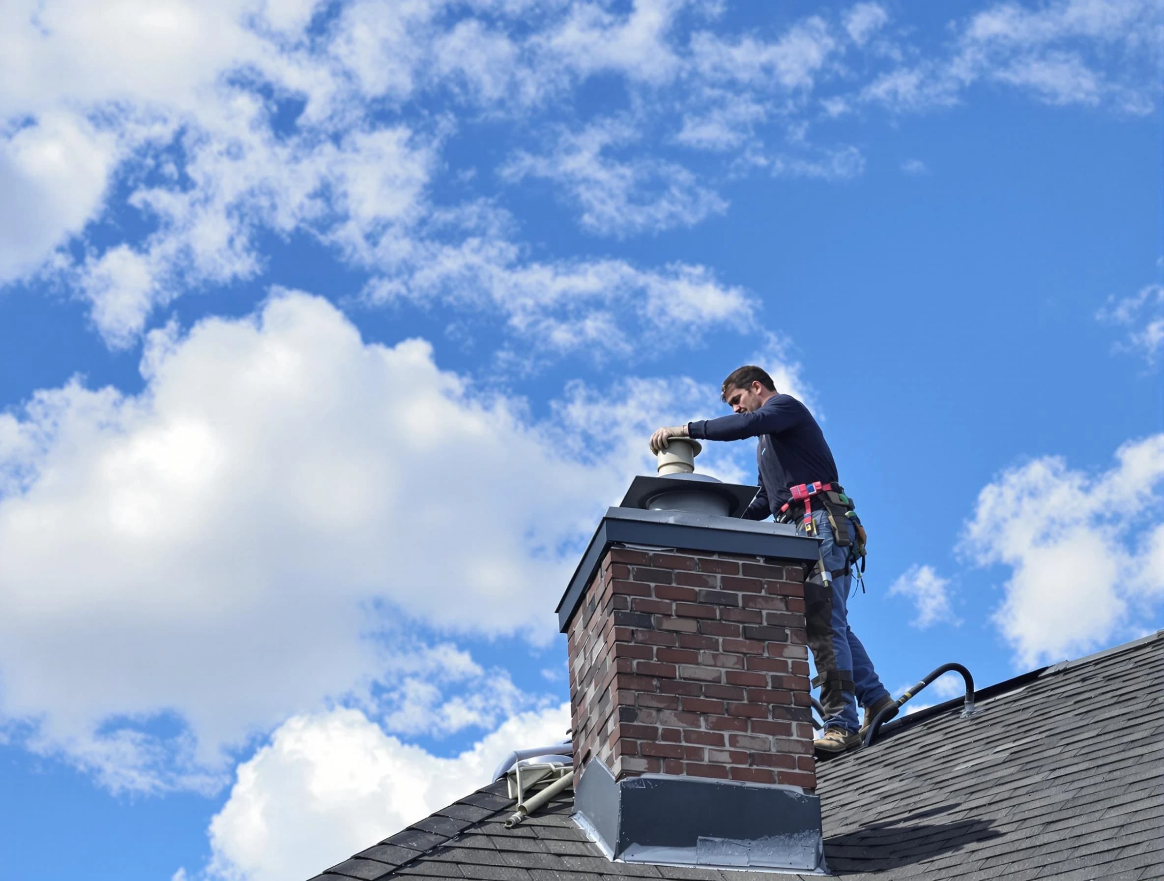 Lyndhurst Chimney Sweep installing a sturdy chimney cap in Lyndhurst, NJ