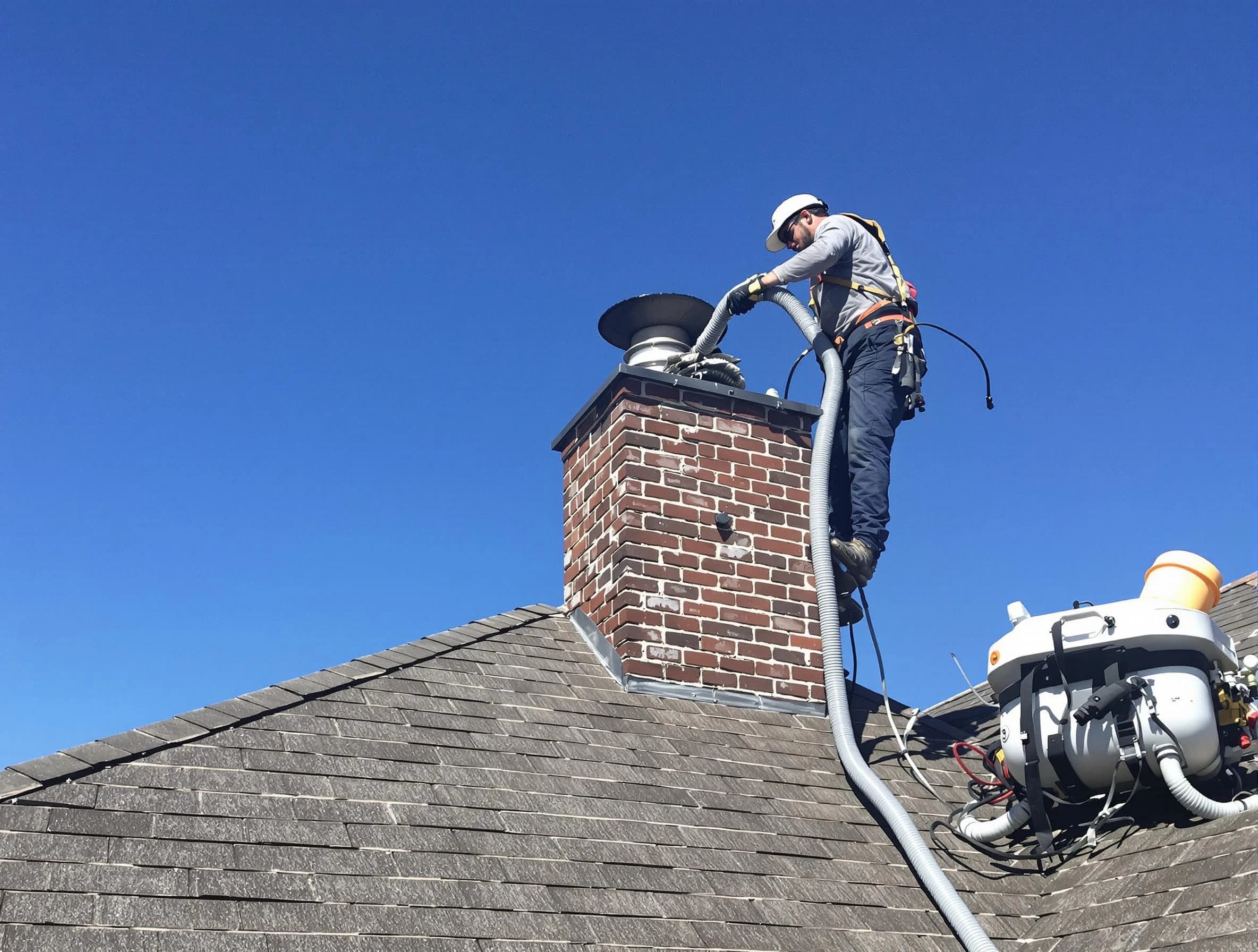 Dedicated Lyndhurst Chimney Sweep team member cleaning a chimney in Lyndhurst, NJ