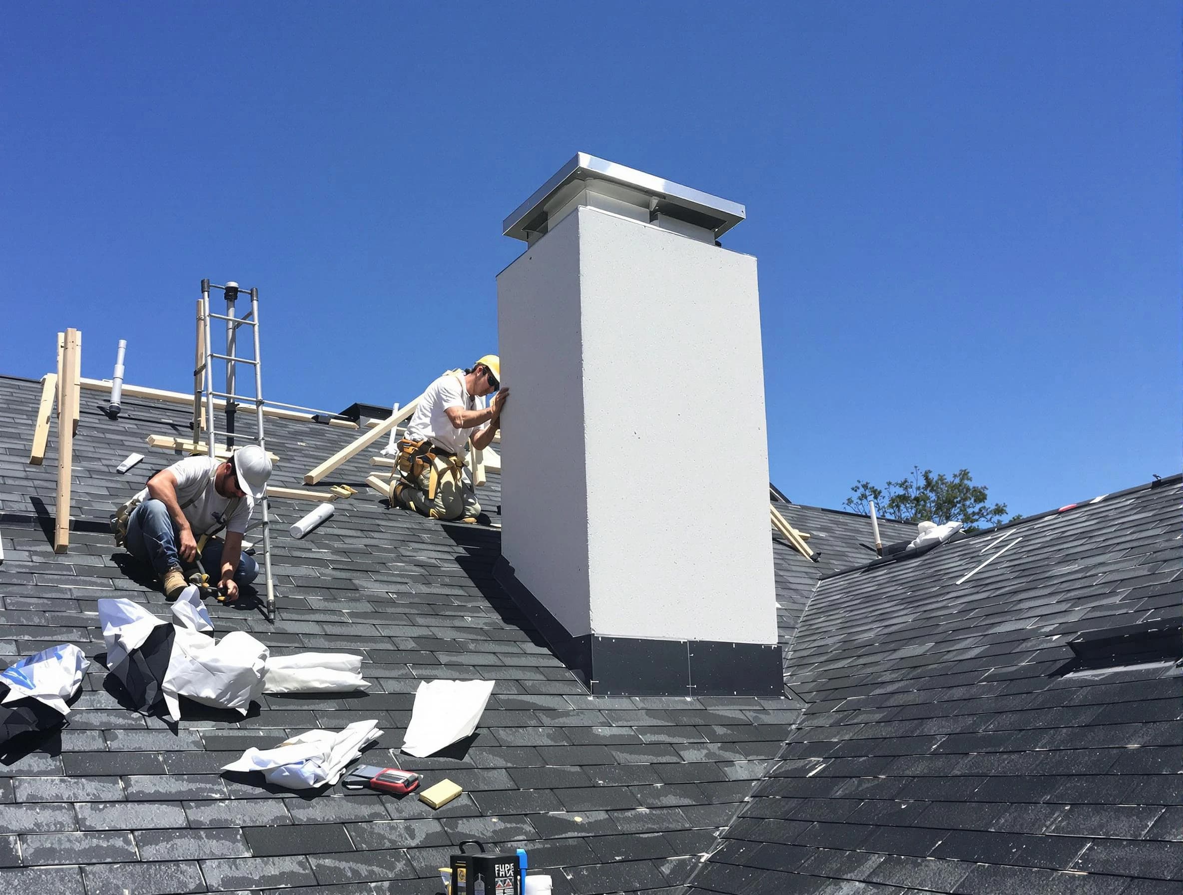 Lyndhurst Chimney Sweep crew installing a new chimney in Lyndhurst, NJ