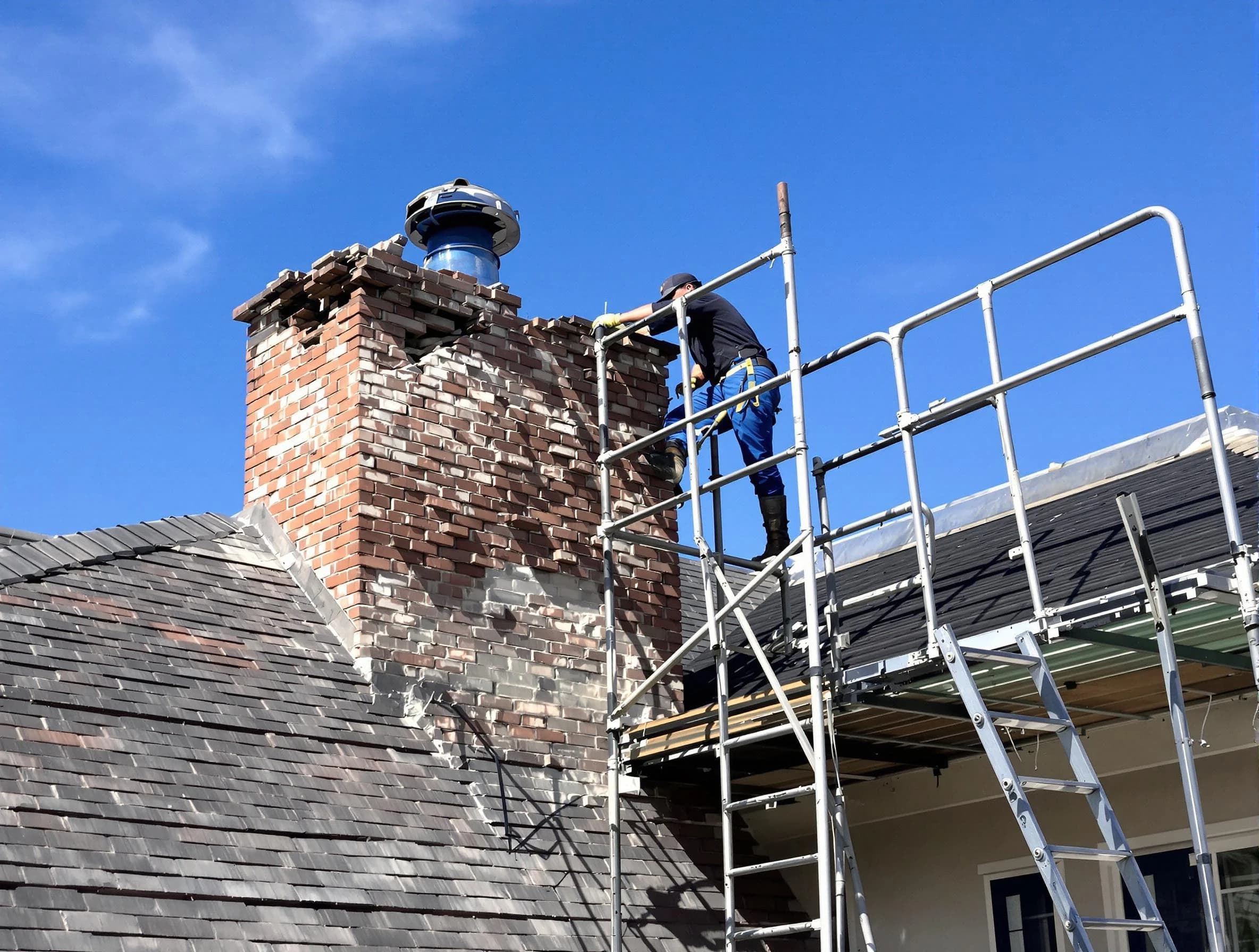 Rebuilding a chimney structure by Lyndhurst Chimney Sweep in Lyndhurst, NJ