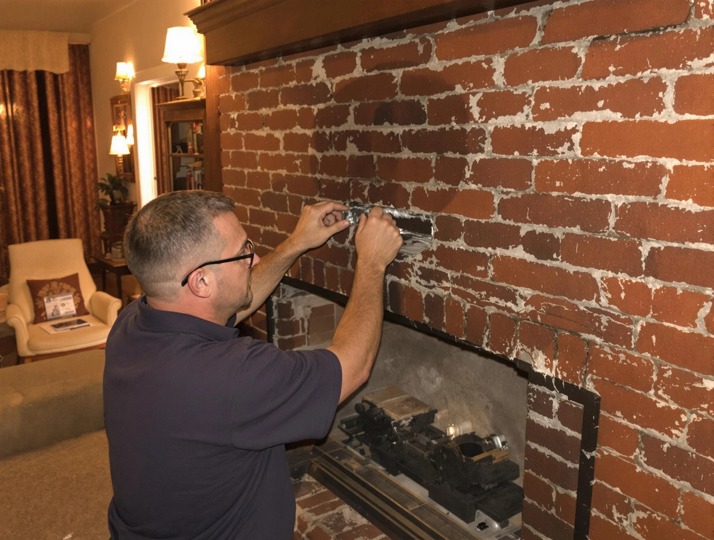 Lyndhurst Chimney Sweep expert fixing a fireplace in Lyndhurst, NJ