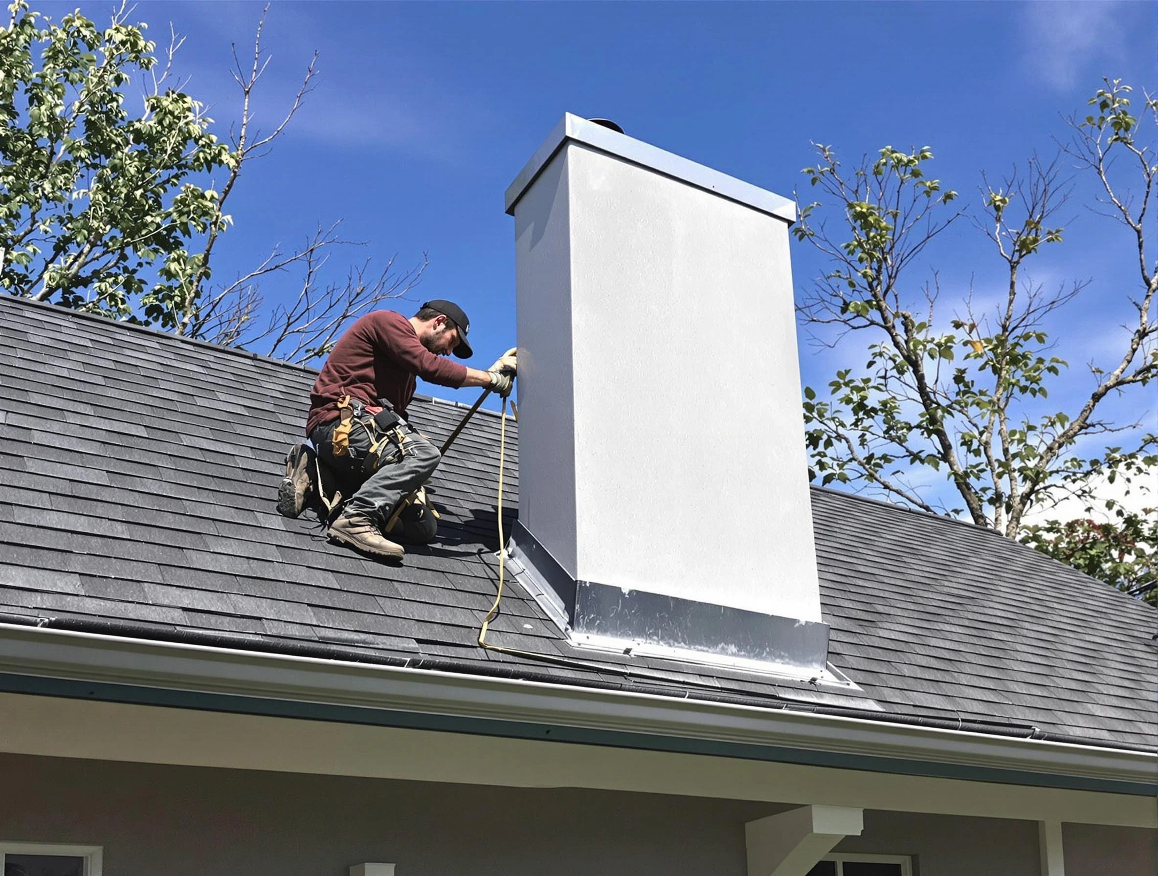 Lyndhurst Chimney Sweep team member finishing chimney construction in Lyndhurst, NJ