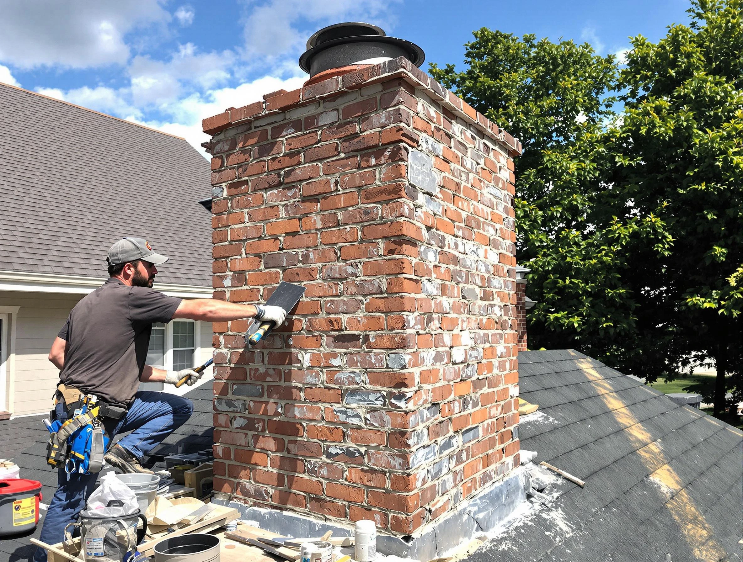 Completed chimney rebuild by Lyndhurst Chimney Sweep in Lyndhurst, NJ