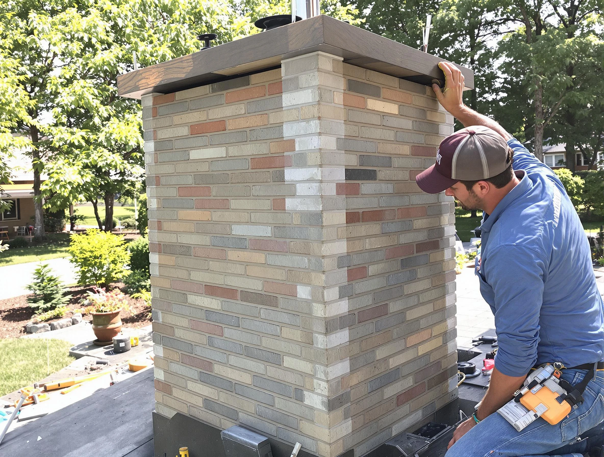 Lyndhurst Chimney Sweep completing a modern chimney remodel in Lyndhurst, NJ